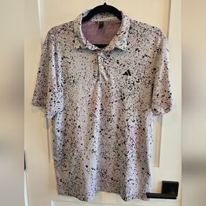 adidas Speckled Polo Shirt - Black and Pink